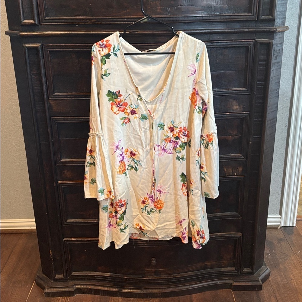 Peach Love Lined Floral Dress